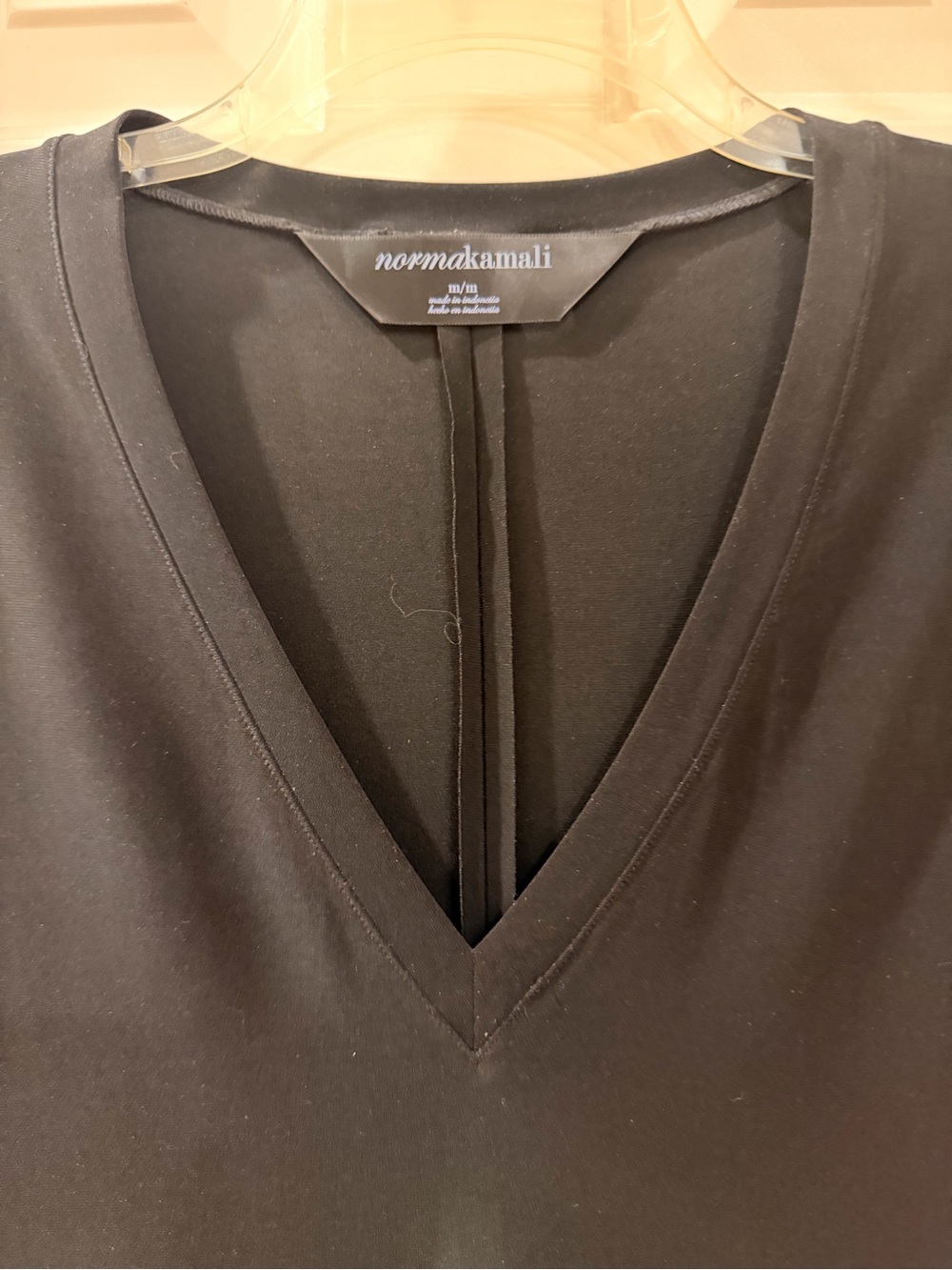 Norma Kamali Black Long Sleeve V-Neck Sleek Knit Dress, Size M - Picture 3 of 16
